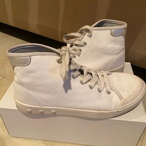 Rag & Bone white canvas high top sneakers